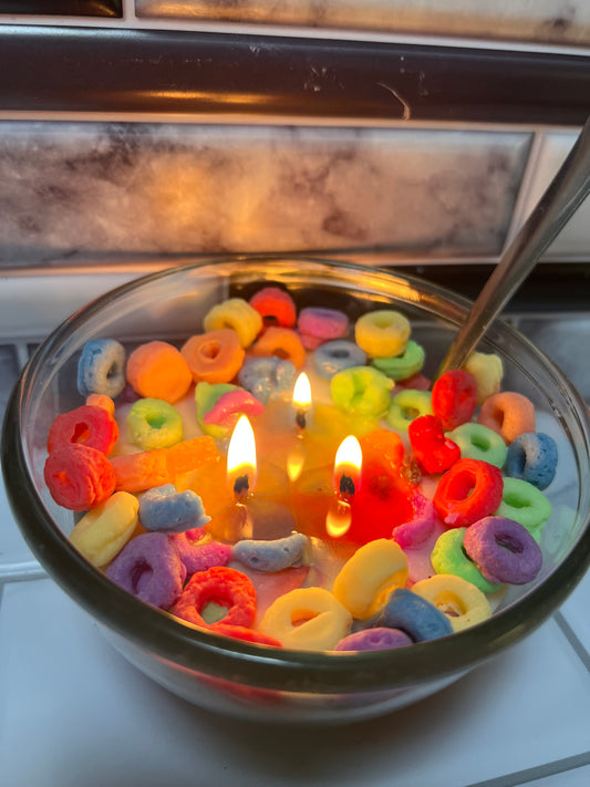 Fruit Loops Cereal Candle